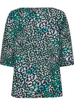 M&Co Womens M&Co Blue Leopard Print Tie Front Top