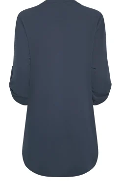 M&Co Womens M&Co Blue Long Sleeve Button Blouse