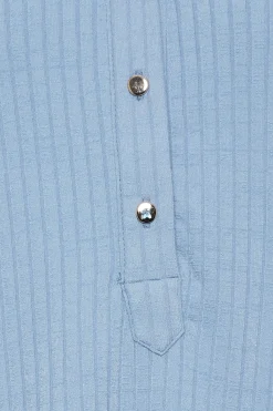 M&Co Womens M&Co Blue Ribbed V-Neck Shirt