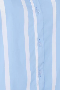 M&Co Womens M&Co Blue Stripe Tab Sleeve Detail Shirt