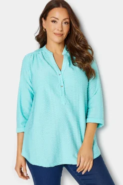 M&Co Womens M&Co Blue Textured Placket Shirt