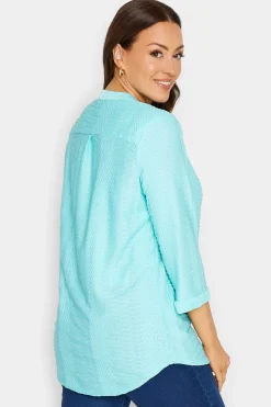 M&Co Womens M&Co Blue Textured Placket Shirt