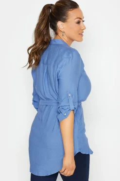 M&Co Womens M&Co Blue Tie Waist Blouse
