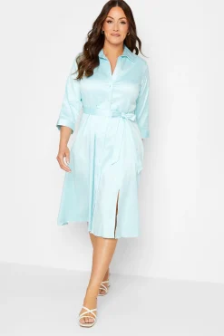 M&Co Womens M&Co Blue Tie Waist Cotton Shirt Dress
