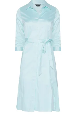 M&Co Womens M&Co Blue Tie Waist Cotton Shirt Dress