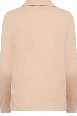 M&Co Womens M&Co Blush Pink Collared Long Sleeve Cotton Top