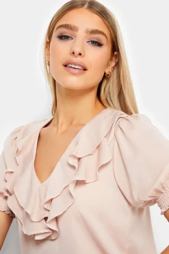 M&Co Womens M&Co Blush Pink Frill Front Blouse