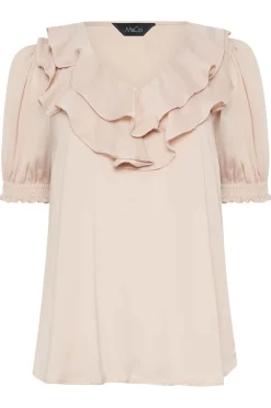 M&Co Womens M&Co Blush Pink Frill Front Blouse