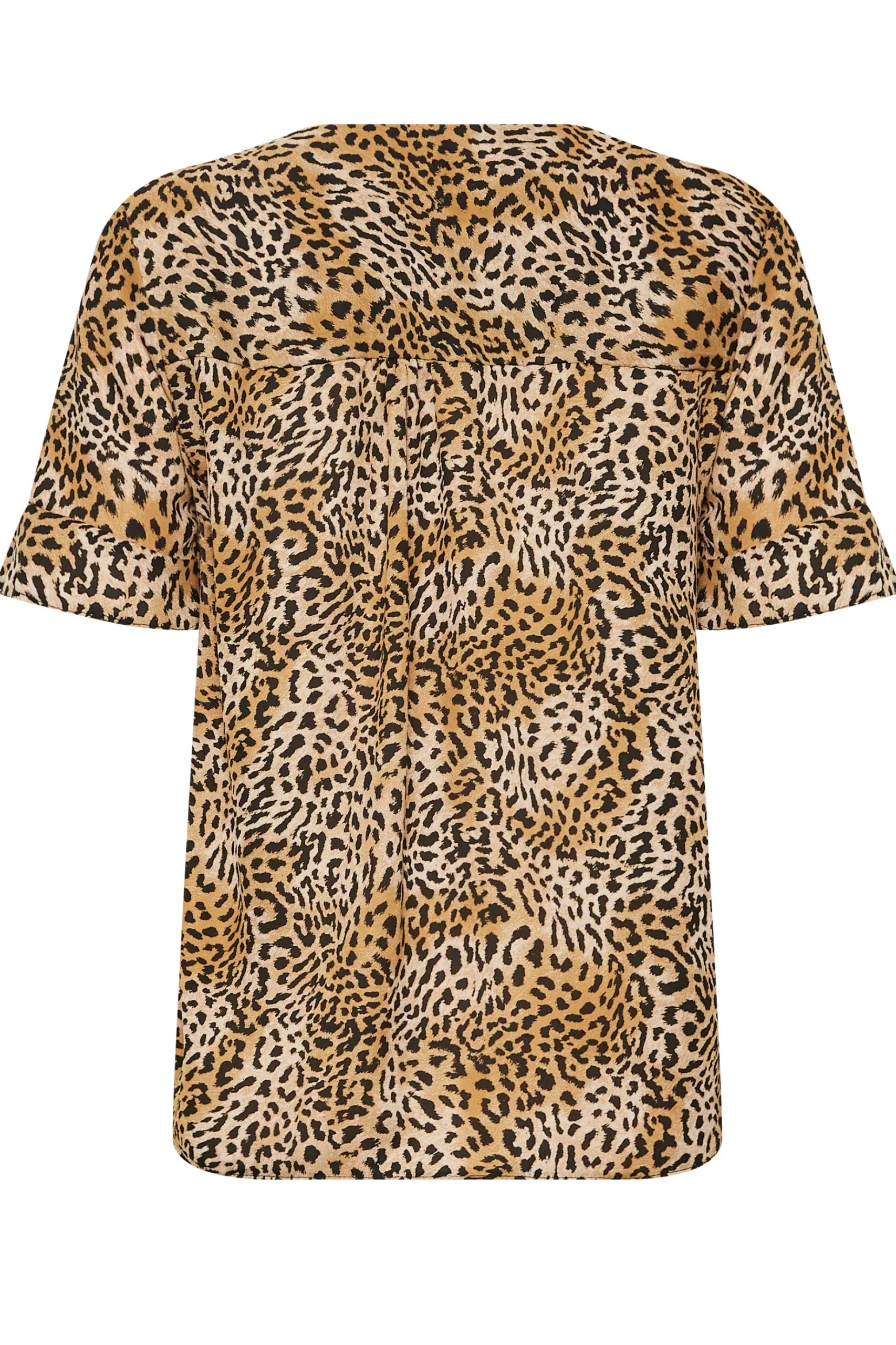 M&Co Womens M&Co Brown Animal Print Frill Sleeve Button Through Blouse