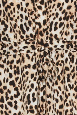 M&Co Womens M&Co Brown Animal Print Tie Waist Tunic Shirt