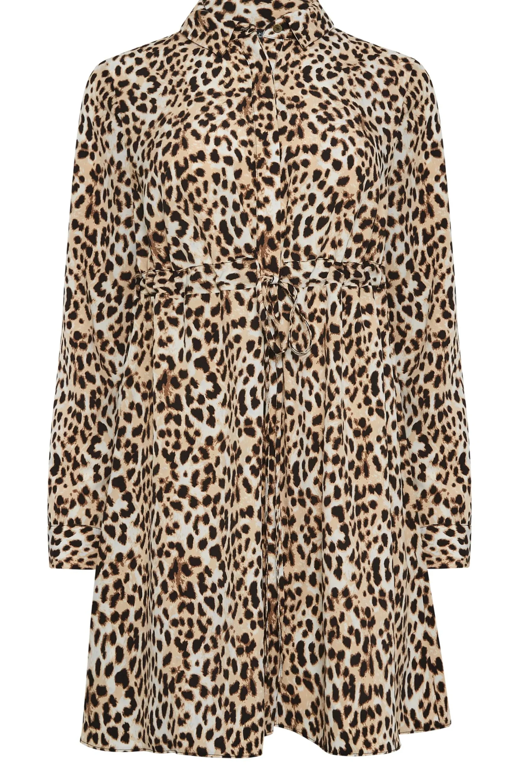 M&Co Womens M&Co Brown Animal Print Tie Waist Tunic Shirt