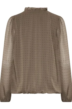 M&Co Womens M&Co Brown Dobby Tie Neck Blouse