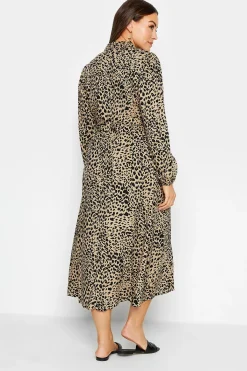 M&Co Womens M&Co Brown Leopard Print Midaxi Shirt Dress