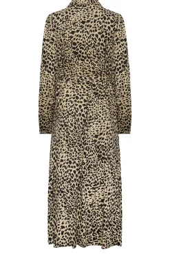 M&Co Womens M&Co Brown Leopard Print Midaxi Shirt Dress