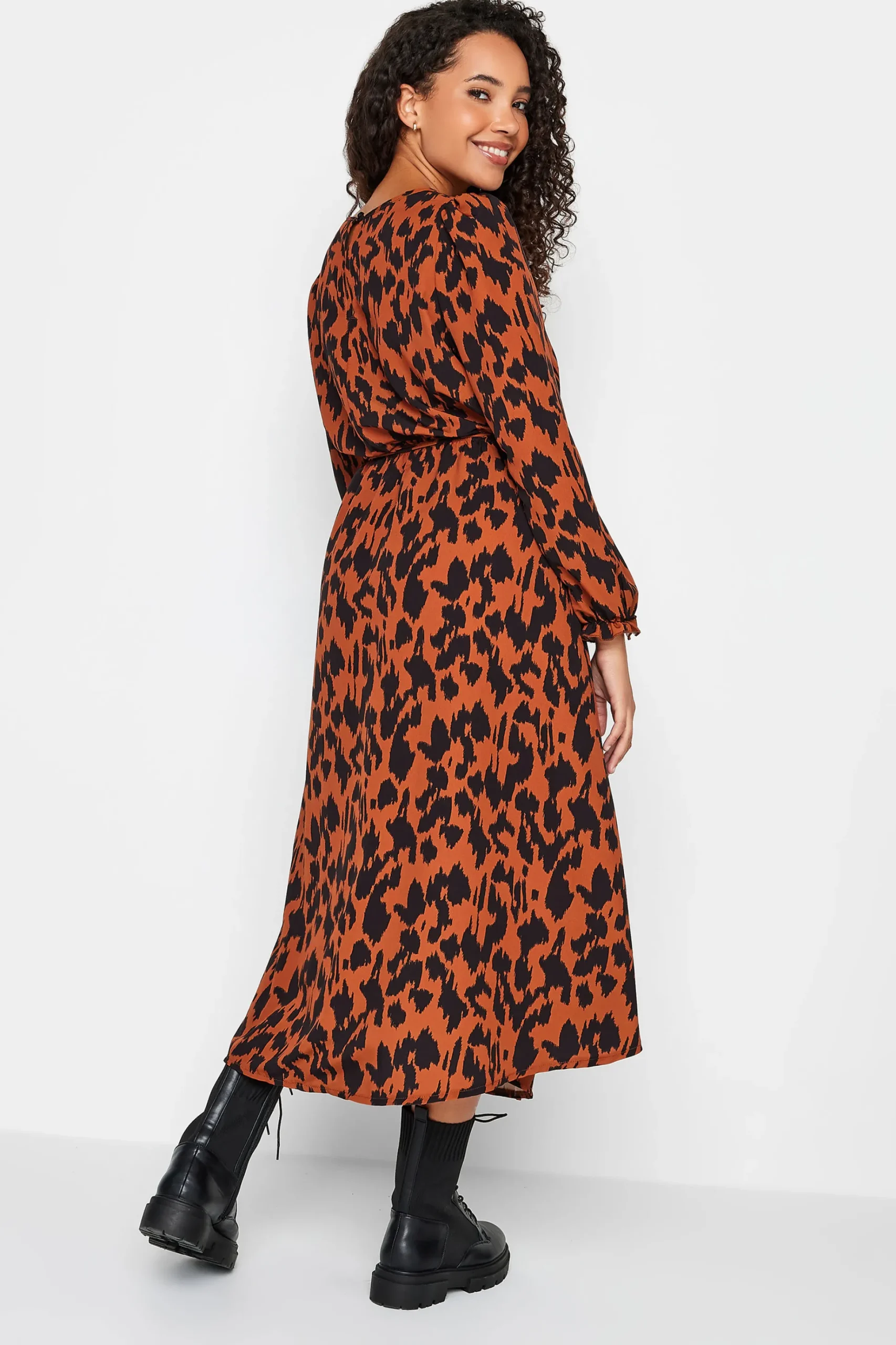 M&Co Womens M&Co Brown Leopard Print Smock Dress