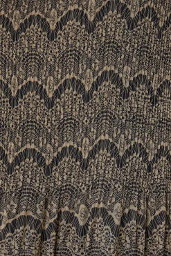 M&Co Womens M&Co Brown Long Sleeve Lace Print Pleat Top