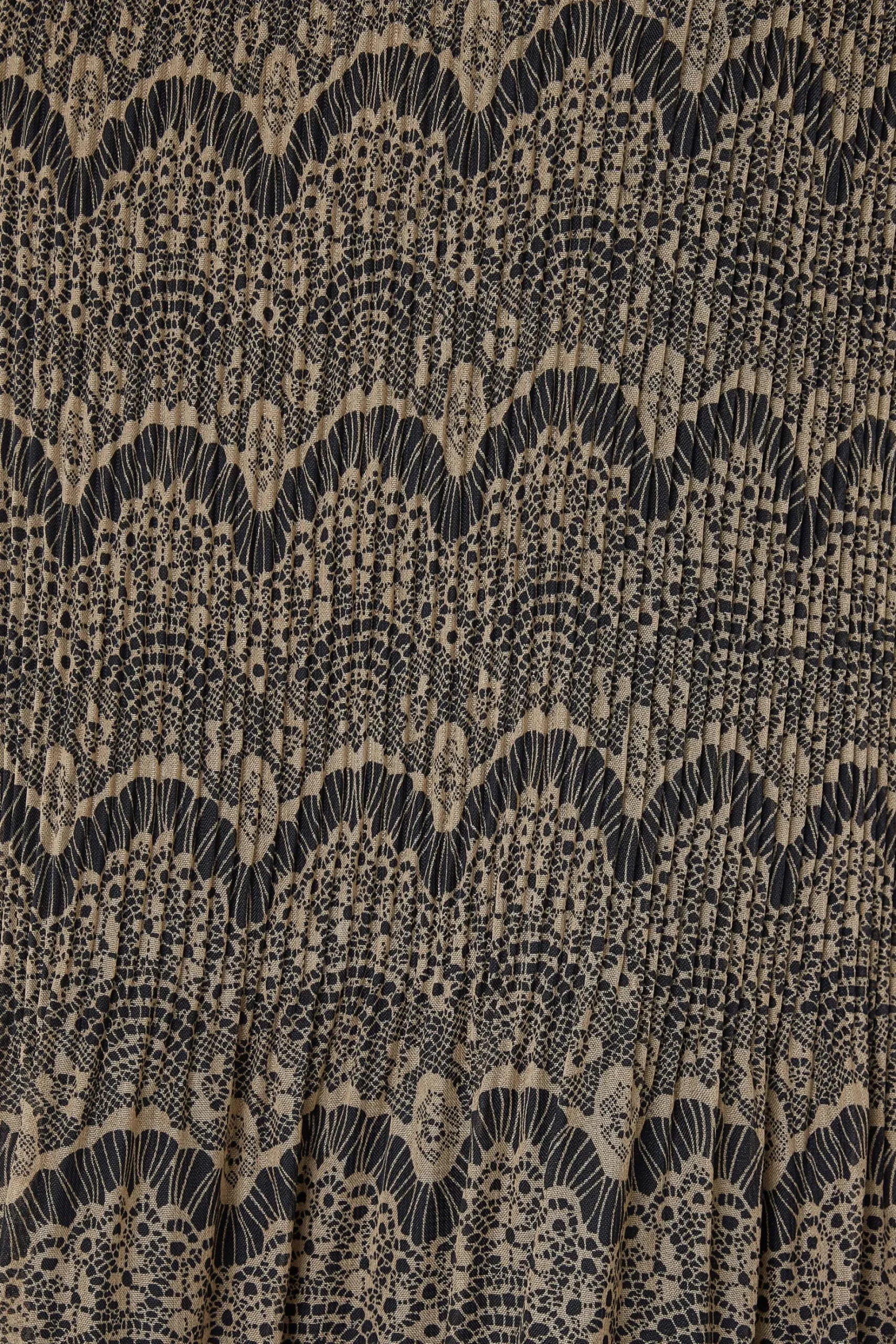 M&Co Womens M&Co Brown Long Sleeve Lace Print Pleat Top