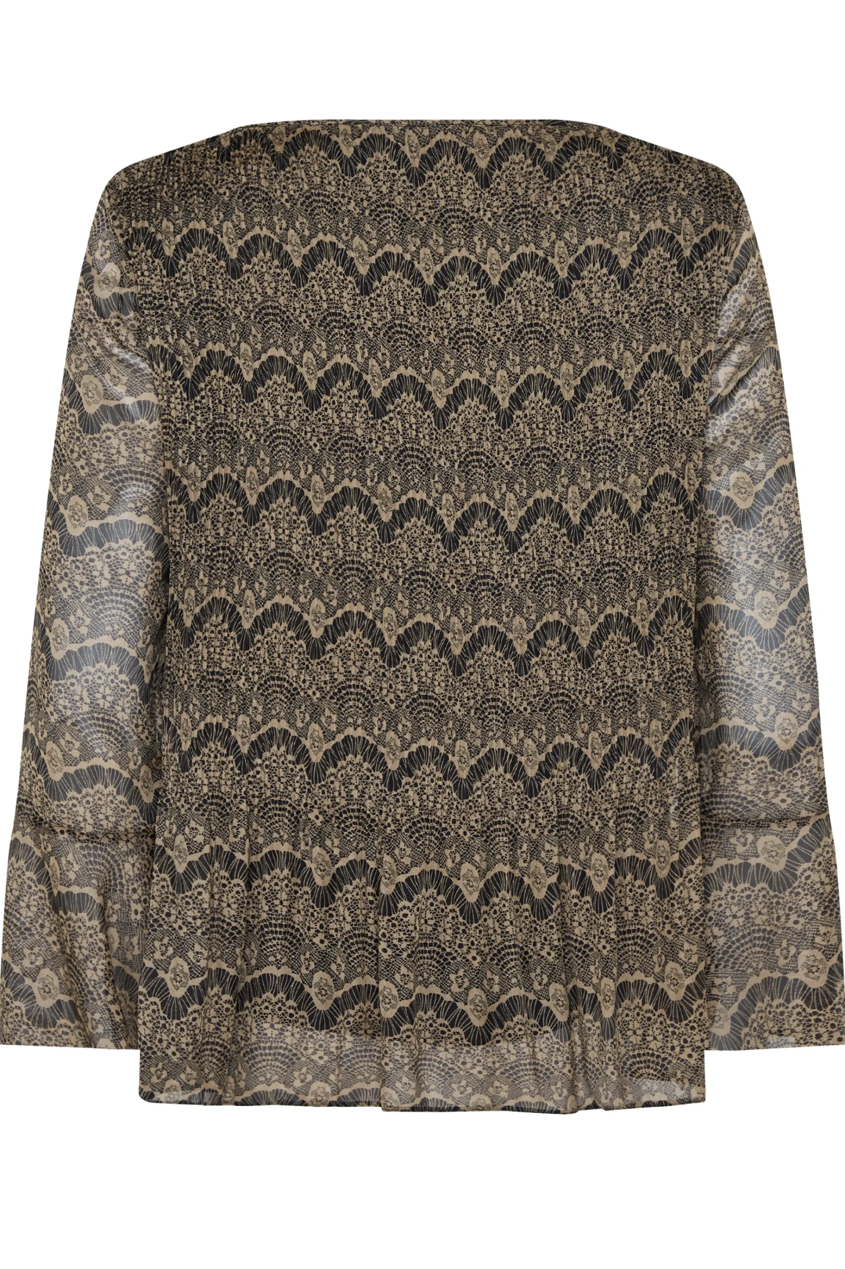 M&Co Womens M&Co Brown Long Sleeve Lace Print Pleat Top