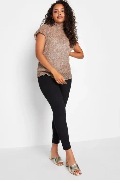 M&Co Womens M&Co Brown Paisley Print Glitter Blouse