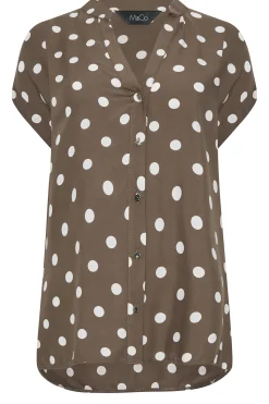 M&Co Womens M&Co Brown Polka Dot Blouse