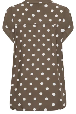 M&Co Womens M&Co Brown Polka Dot Blouse