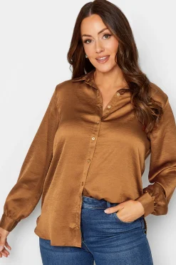 M&Co Womens M&Co Brown Satin Shirt