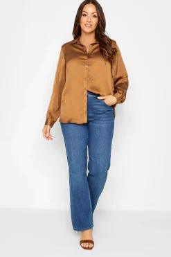 M&Co Womens M&Co Brown Satin Shirt