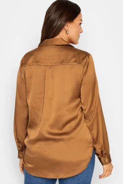 M&Co Womens M&Co Brown Satin Shirt