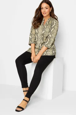 M&Co Womens M&Co Brown Snake Print Half Placket Shirt