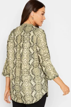 M&Co Womens M&Co Brown Snake Print Half Placket Shirt
