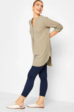 M&Co Womens M&Co Brown Statement Button Tab Sleeve Shirt