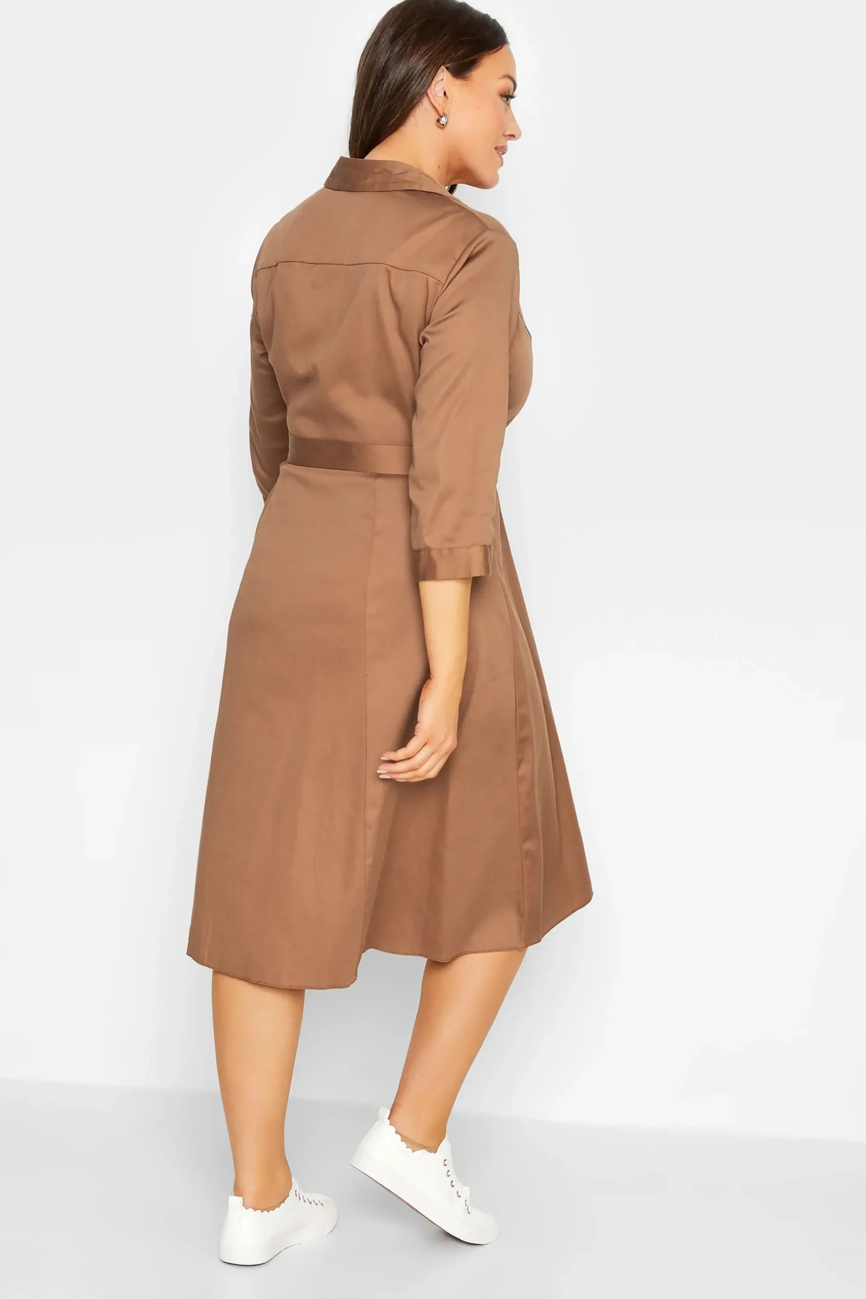 M&Co Womens M&Co Brown Tie Waist Shirt Dress