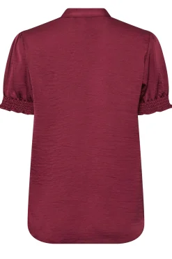 M&Co Womens M&Co Burgundy Red Frill Satin Blouse