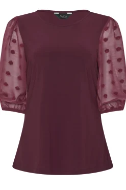 M&Co Womens M&Co Burgundy Red Dobby Sleeve Blouse
