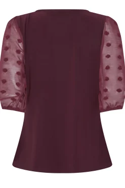 M&Co Womens M&Co Burgundy Red Dobby Sleeve Blouse