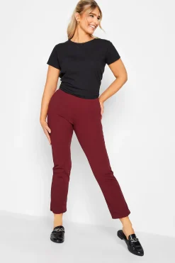 M&Co Womens M&Co Burgundy Red Stretch Tapered Trousers