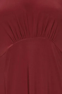 M&Co Womens M&Co Burgundy Red Angel Sleeve Split Hem Midi Dress