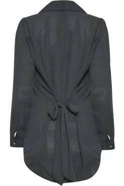 M&Co Womens M&Co Charcoal Grey Tie Back Tunic Shirt