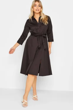M&Co Womens M&Co Chocolate Brown Tie Waist Shirt Dress