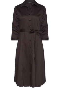 M&Co Womens M&Co Chocolate Brown Tie Waist Shirt Dress