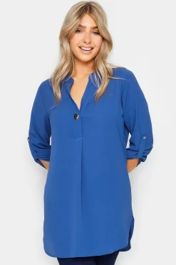 M&Co Womens M&Co Cobalt Blue Statement Button Tab Sleeve Shirt