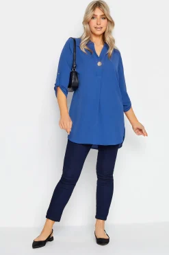 M&Co Womens M&Co Cobalt Blue Statement Button Tab Sleeve Shirt