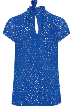 M&Co Womens M&Co Cobalt Blue Spot Print Blouse