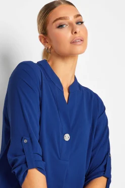 M&Co Womens M&Co Cobalt Blue Long Sleeve Button Blouse