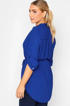 M&Co Womens M&Co Cobalt Blue Tie Waist Blouse