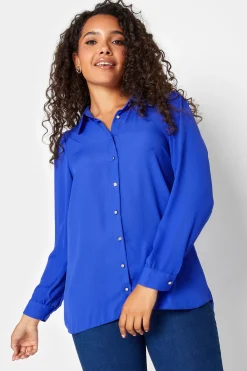 M&Co Womens M&Co Cobalt Blue Button Through Tunic Shirt