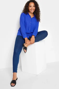 M&Co Womens M&Co Cobalt Blue Button Through Tunic Shirt
