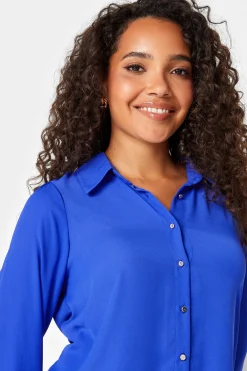 M&Co Womens M&Co Cobalt Blue Button Through Tunic Shirt