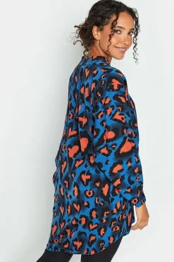M&Co Womens M&Co Cobalt Blue Leopard Print Blouse