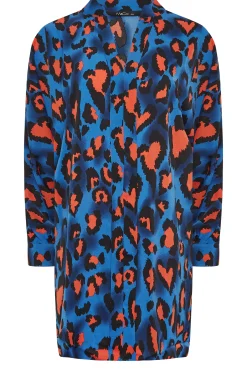 M&Co Womens M&Co Cobalt Blue Leopard Print Blouse